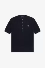 Fred Perry Ribbed Knitted Men’s Shirt Navy KZTRW2435