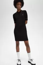 Fred Perry Ribbed Knitted Shirt Women’s Dress Black GFDRW9486