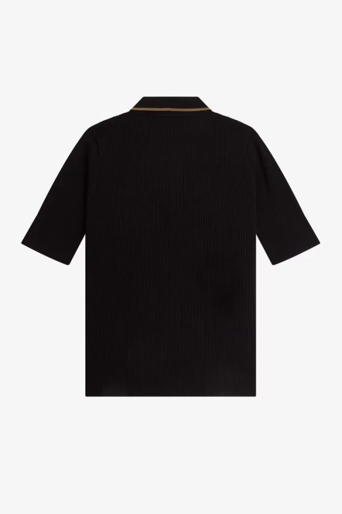 Fred Perry Ribbed Knitted Women’s Shirt Black HIAPG5168