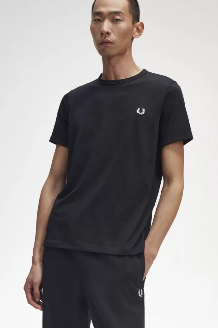 Fred Perry Ringer Men’s T-Shirt Black ATEPI6359