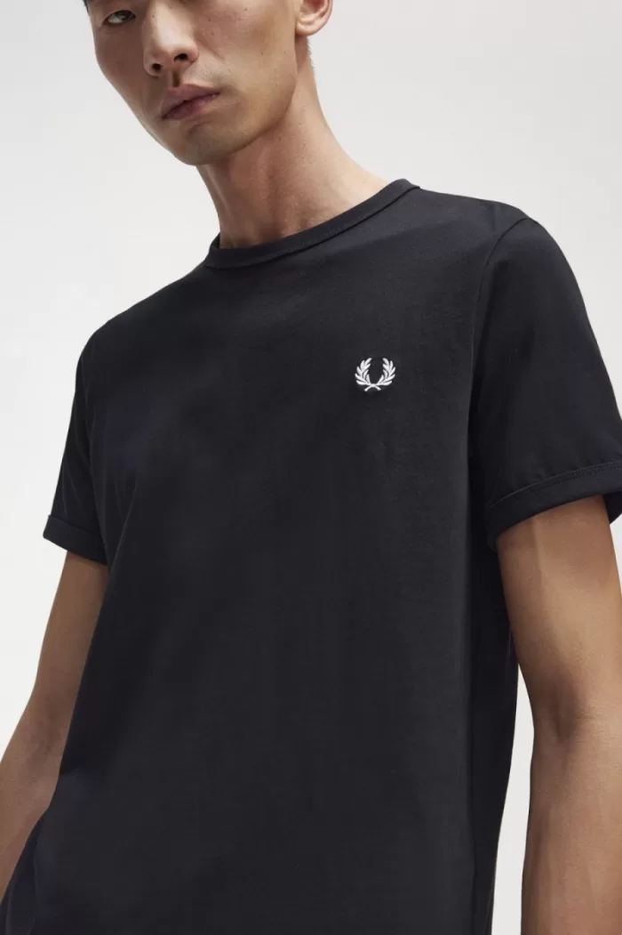 Fred Perry Ringer Men’s T-Shirt Black ATEPI6359