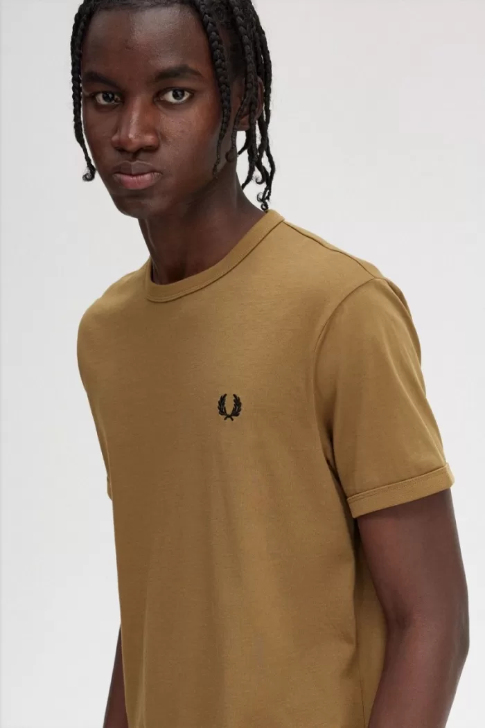 Fred Perry Ringer Men’s T-Shirt Brown VJNGA2318