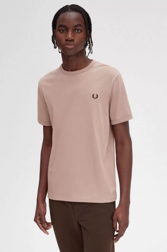 Fred Perry Ringer Men’s T-Shirt Dark Pink XSRBH4380