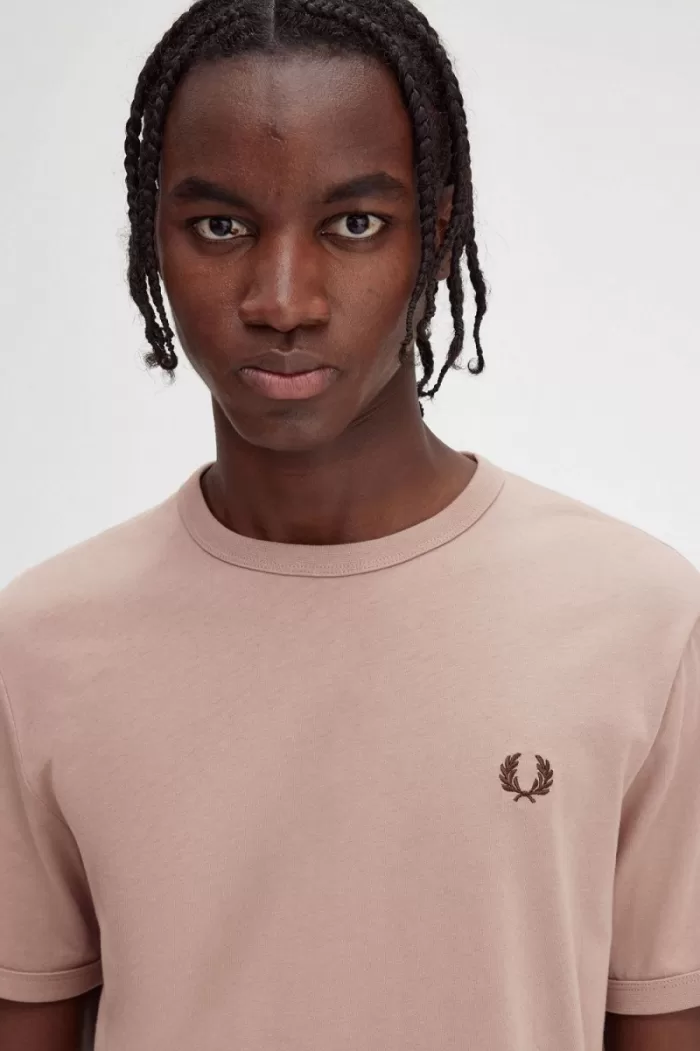 Fred Perry Ringer Men’s T-Shirt Dark Pink XSRBH4380