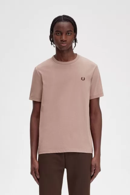 Fred Perry Ringer Men’s T-Shirt Dark Pink XSRBH4380