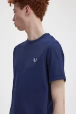 Fred Perry Ringer Men’s T-Shirt French Navy Snow White JPBQG0257