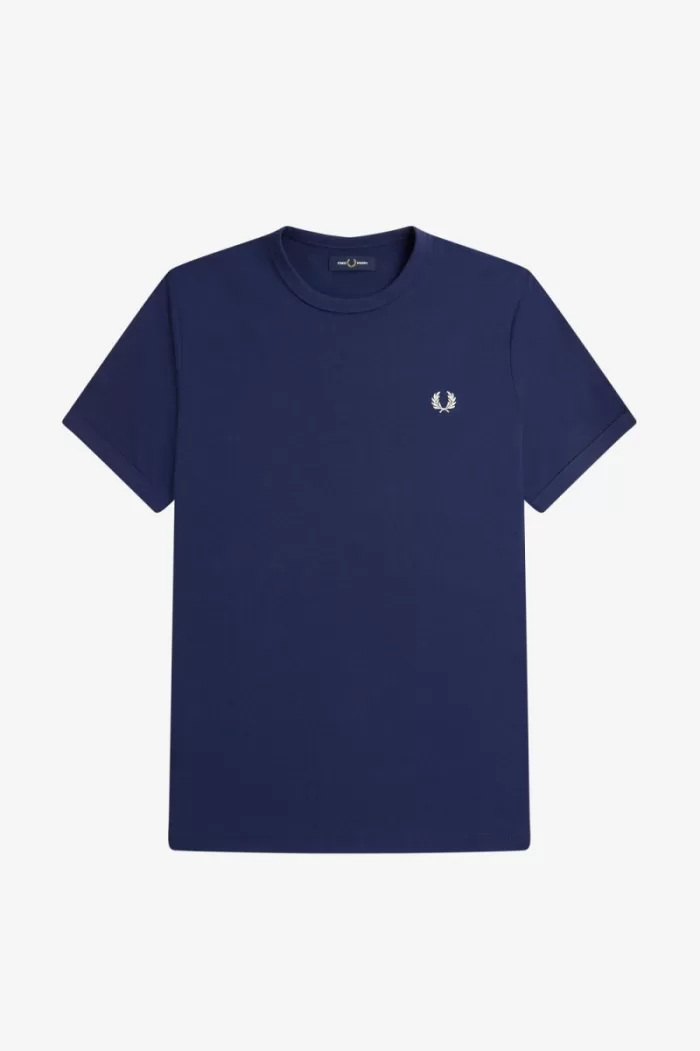 Fred Perry Ringer Men’s T-Shirt French Navy Snow White JPBQG0257