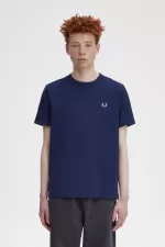 Fred Perry Ringer Men’s T-Shirt French Navy Snow White JPBQG0257