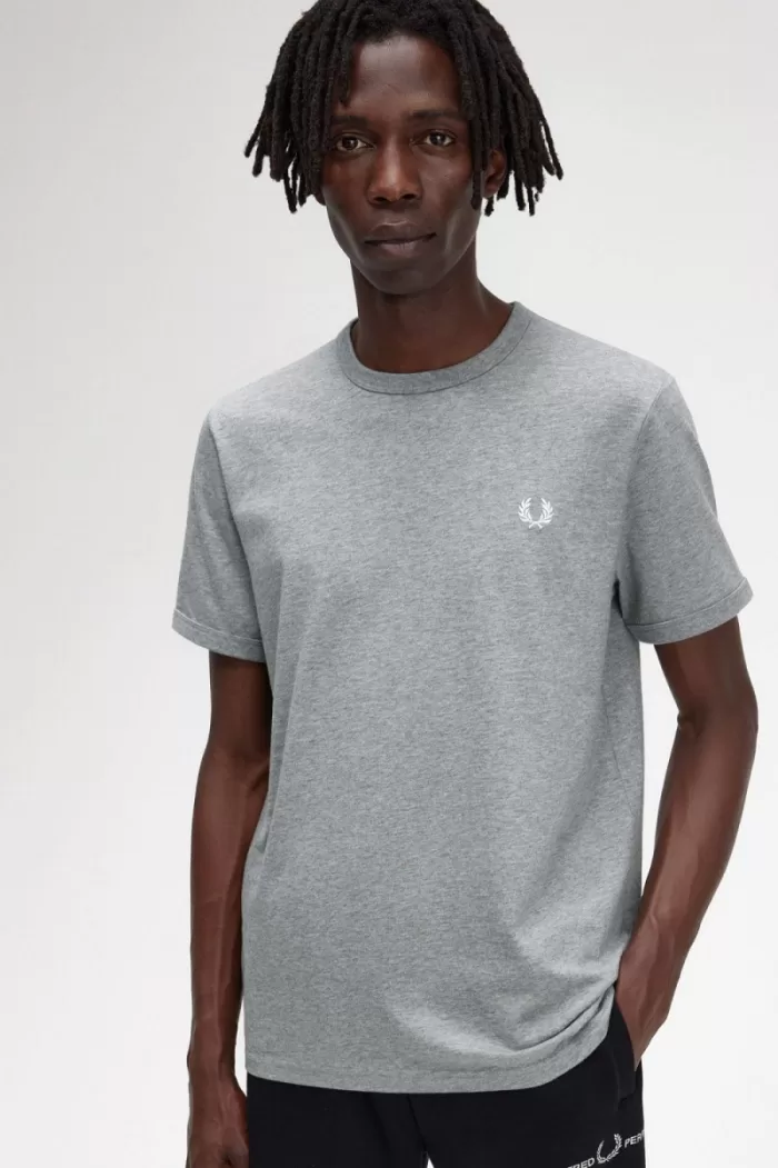 Fred Perry Ringer Men’s T-Shirt Grey IJNLC4859