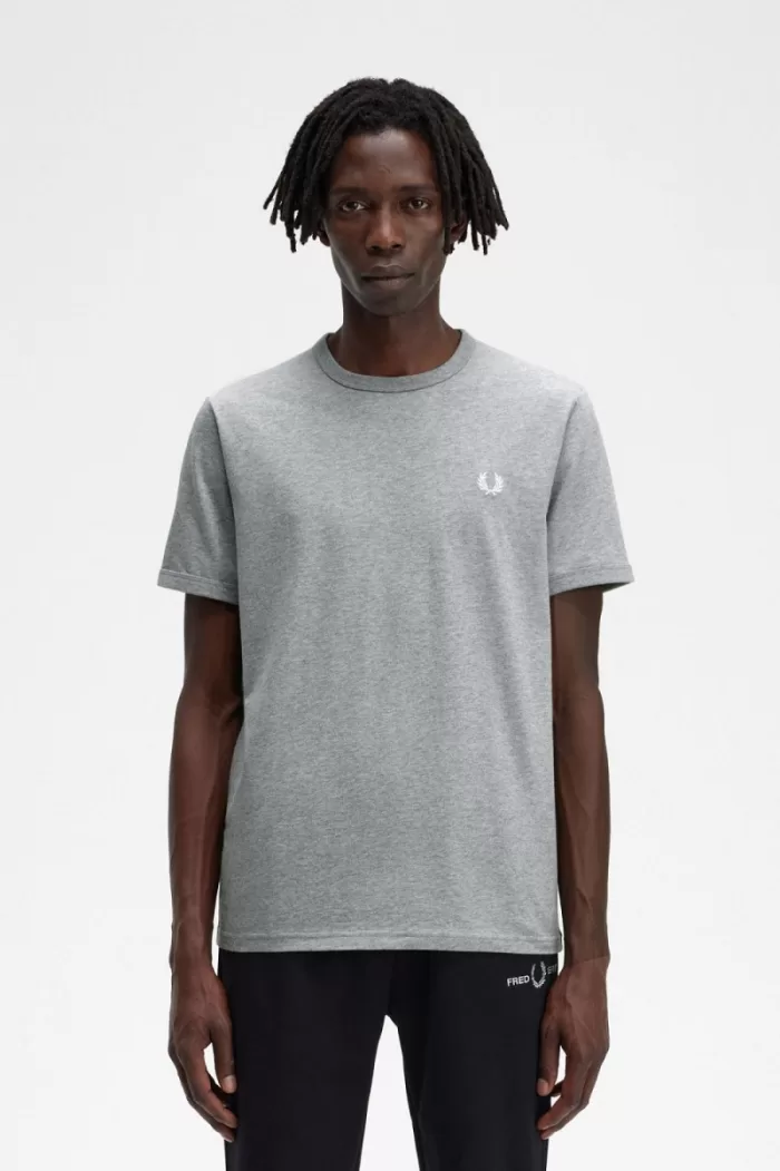 Fred Perry Ringer Men’s T-Shirt Grey IJNLC4859