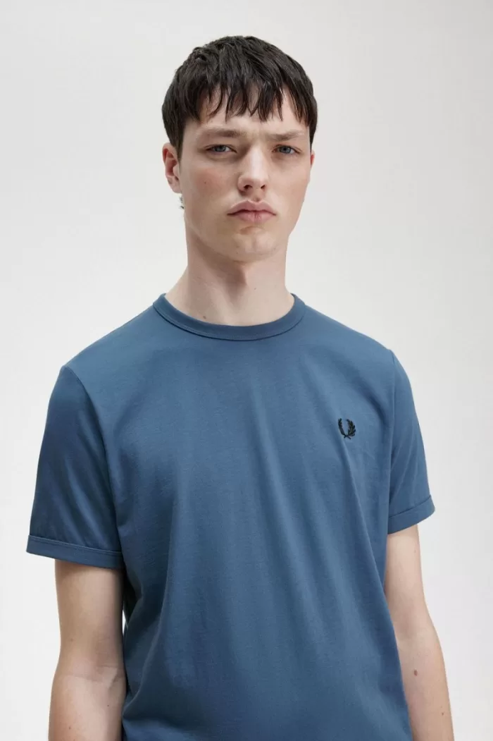 Fred Perry Ringer Men’s T-Shirt Midnight Blue DRSGZ4152