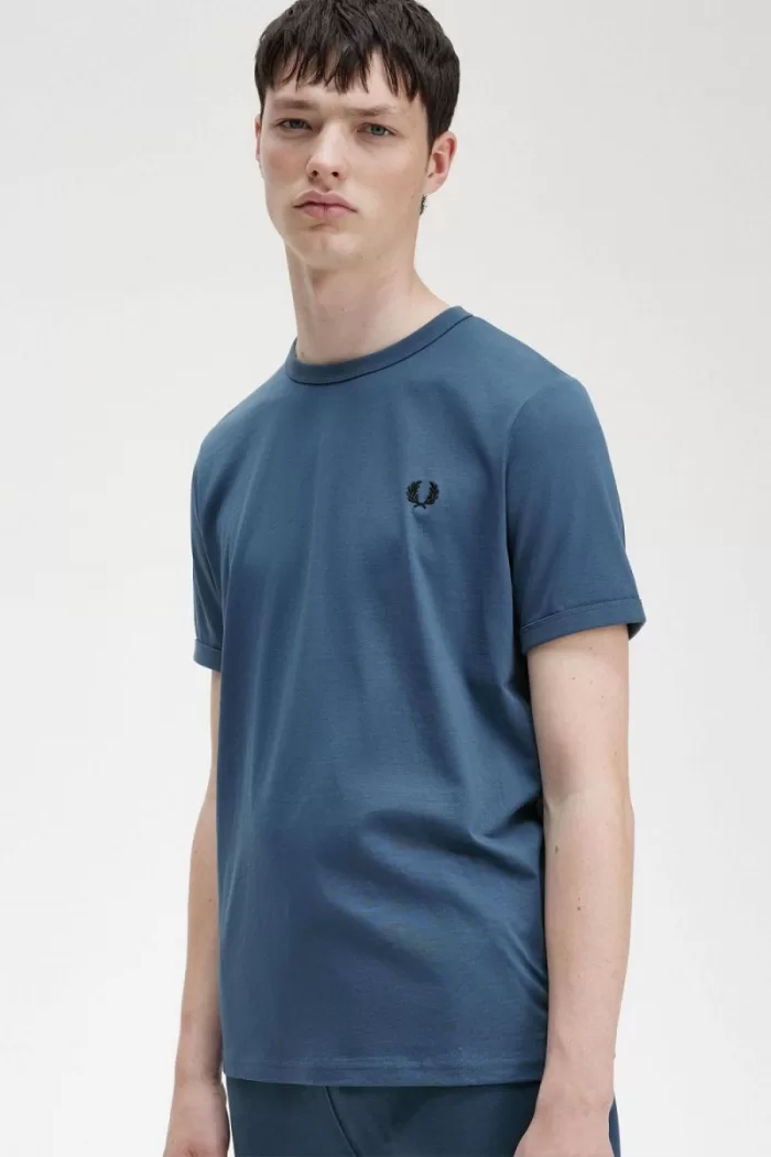 Fred Perry Ringer Men’s T-Shirt Midnight Blue DRSGZ4152