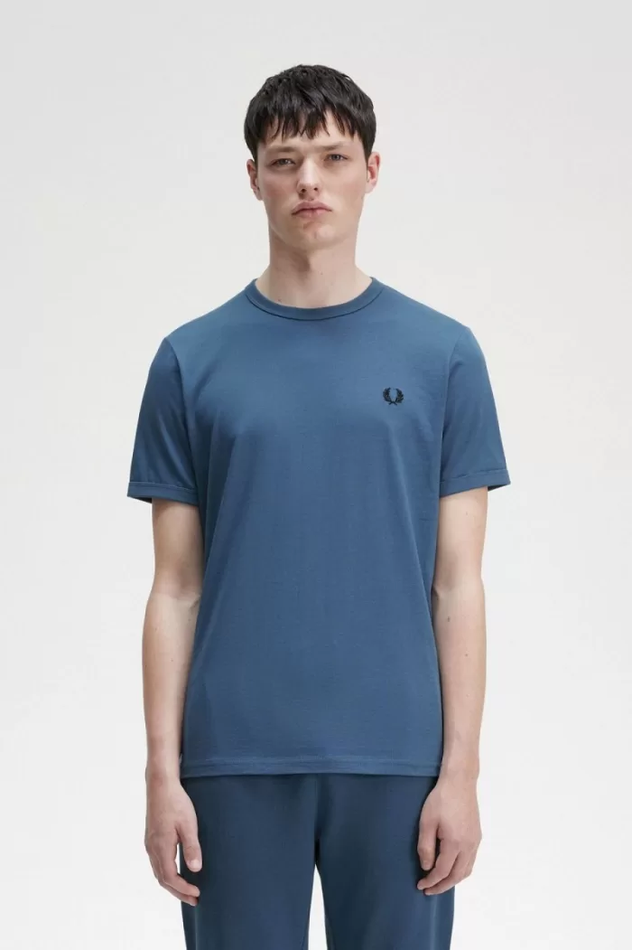 Fred Perry Ringer Men’s T-Shirt Midnight Blue DRSGZ4152