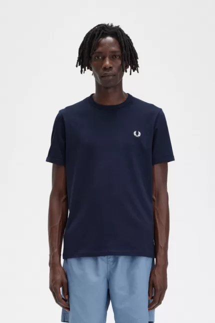 Fred Perry Ringer Men’s T-Shirt Navy WBNCK6905