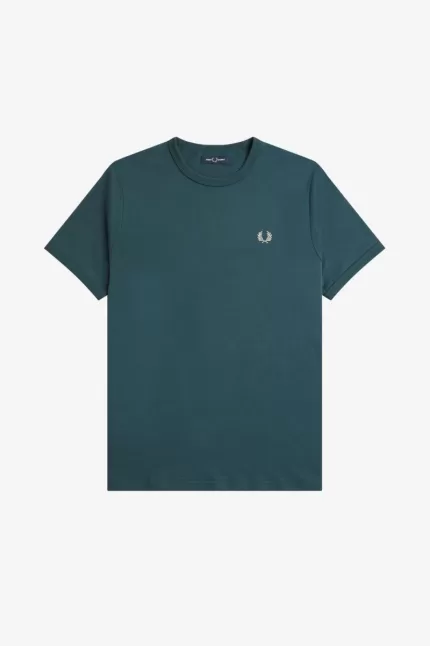 Fred Perry Ringer Men’s T-Shirt Petrol Blue NBUSE8645