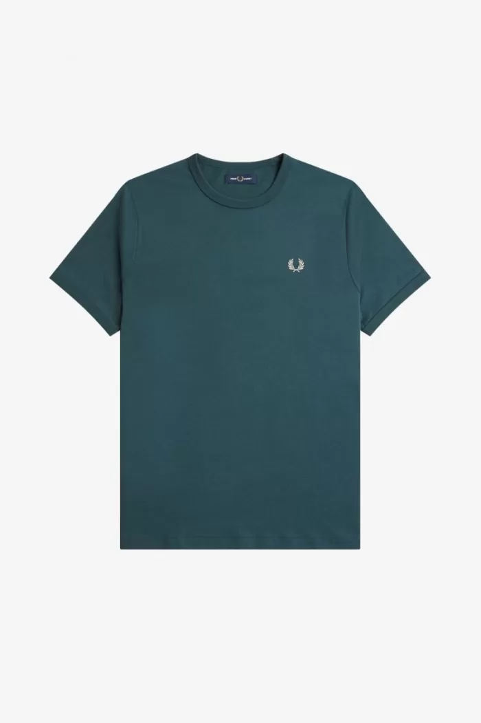 Fred Perry Ringer Men’s T-Shirt Petrol Blue NBUSE8645