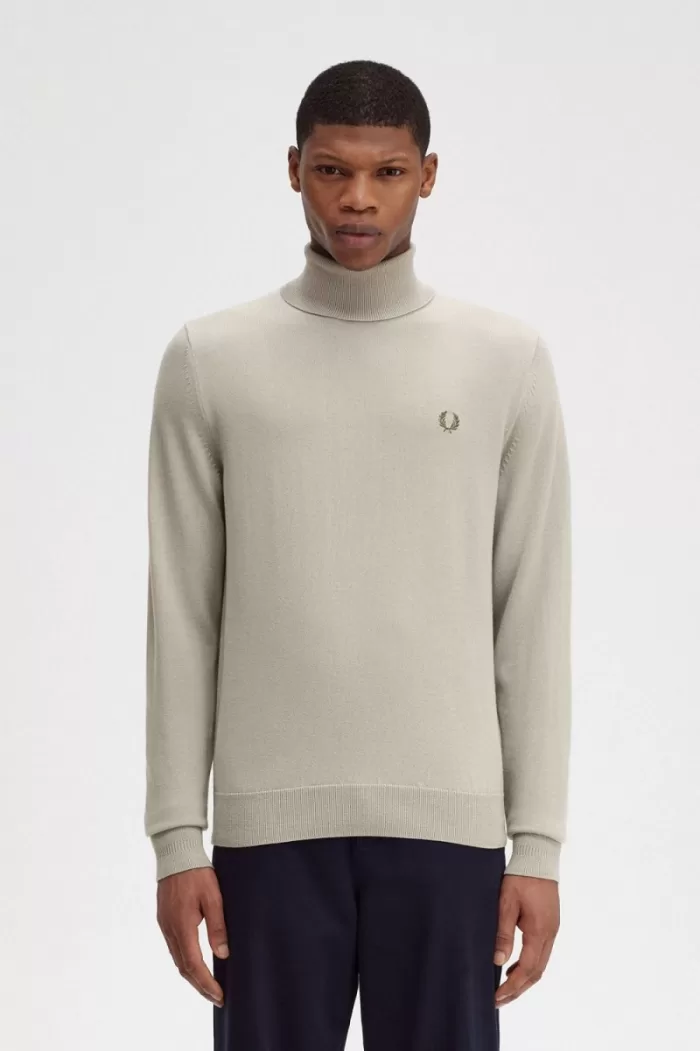 Fred Perry Roll Neck Men’s Jumper Dark Oatmeal DFXKT9058