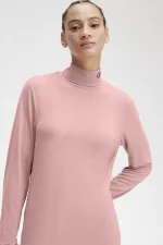 Fred Perry Roll Neck Women’s T-Shirt Dusty Rose Pink JQRPZ7684