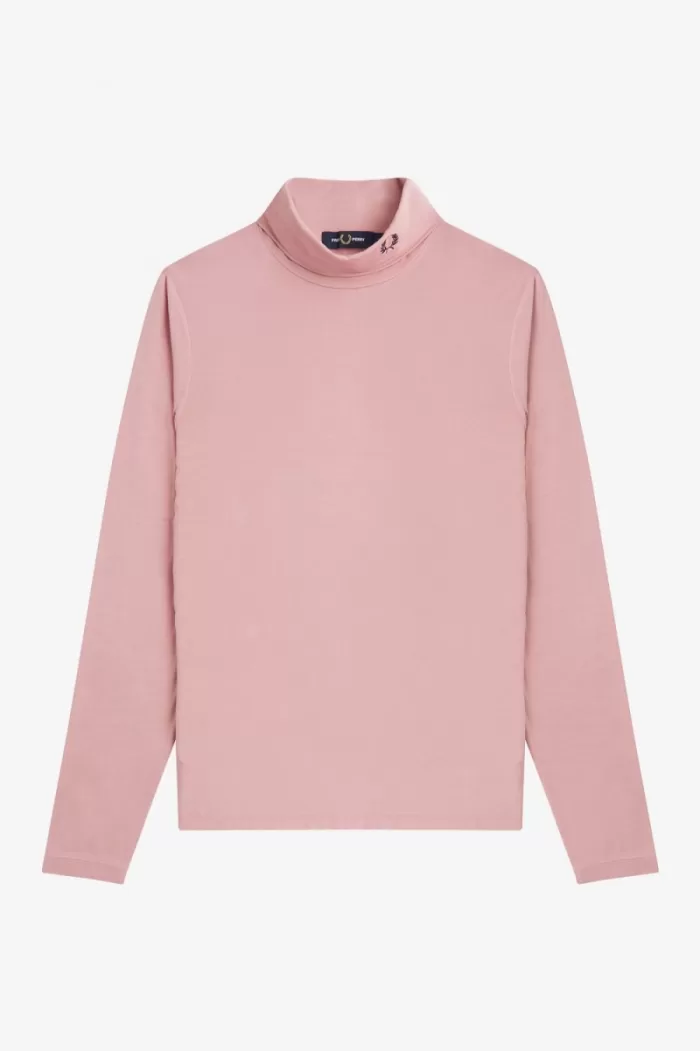 Fred Perry Roll Neck Women’s T-Shirt Dusty Rose Pink JQRPZ7684