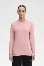 Fred Perry Roll Neck Women’s T-Shirt Dusty Rose Pink JQRPZ7684