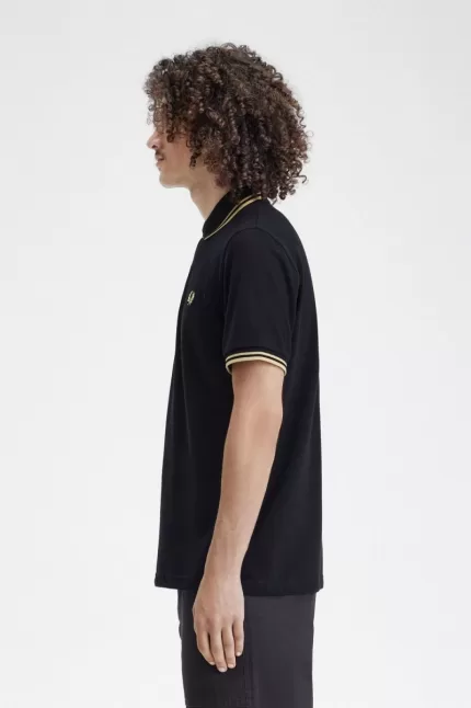 Fred Perry Shanghai M12 Men’s Polo Shirt Black Champagne EXBZG3065