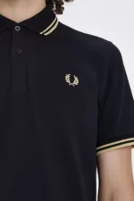 Fred Perry Shanghai M12 Men’s Polo Shirt Black Champagne EXBZG3065