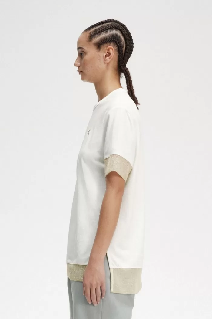 Fred Perry Sheer Trim Piqué Women’s T-Shirt Snow White IXGZW5960