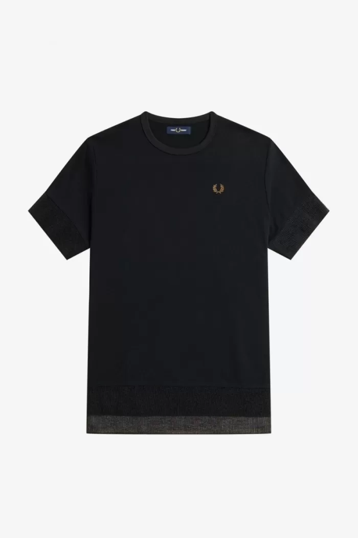 Fred Perry Sheer Trim Piqué Women’s T-Shirt Black INADH4935