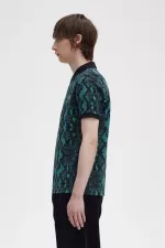 Fred Perry Snake Print Men’s Shirt Deep Mint CZIDJ2815