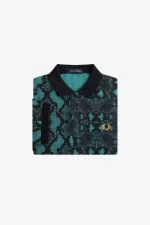 Fred Perry Snake Print Men’s Shirt Deep Mint CZIDJ2815