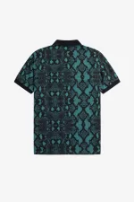 Fred Perry Snake Print Men’s Shirt Deep Mint CZIDJ2815