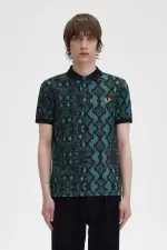 Fred Perry Snake Print Men’s Shirt Deep Mint CZIDJ2815