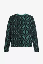 Fred Perry Snake Print Women’s Cardigan Deep Mint ZTVUC3149