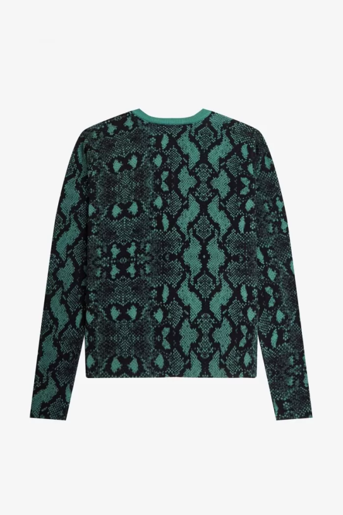 Fred Perry Snake Print Women’s Cardigan Deep Mint ZTVUC3149