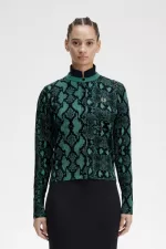 Fred Perry Snake Print Women’s Cardigan Deep Mint ZTVUC3149