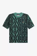 Fred Perry Snake Print Women’s Jumper Deep Mint DWUCG1582