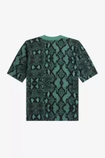 Fred Perry Snake Print Women’s Jumper Deep Mint DWUCG1582