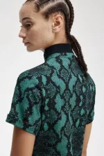 Fred Perry Snake Print Women’s Polo Shirt Deep Mint QXRLK4790