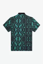 Fred Perry Snake Print Women’s Polo Shirt Deep Mint QXRLK4790