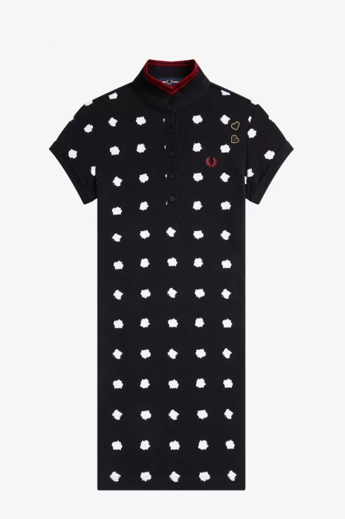 Fred Perry Spot Print Piqué Women’s Dress Black PDNYX2478