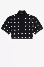 Fred Perry Spot Print Piqué Women’s Polo Shirt Black QICHM5170