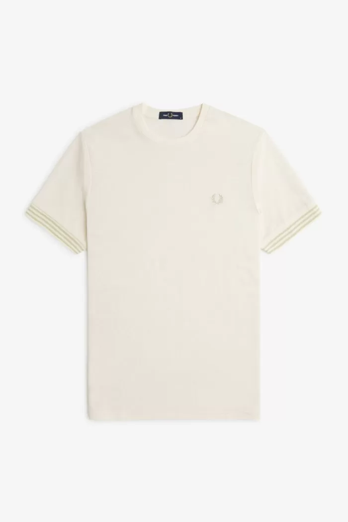 Fred Perry Striped Cuff Men’s T-Shirt Beige BJCLN0324