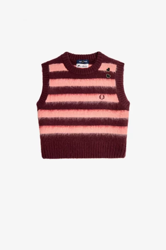 Fred Perry Striped Knitted Women’s Tanks Oxblood DUTHS0913