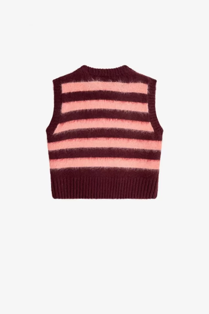 Fred Perry Striped Knitted Women’s Tanks Oxblood DUTHS0913