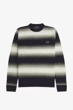 Fred Perry Striped Open Knit Men’s Jumper Black YZPGC0138