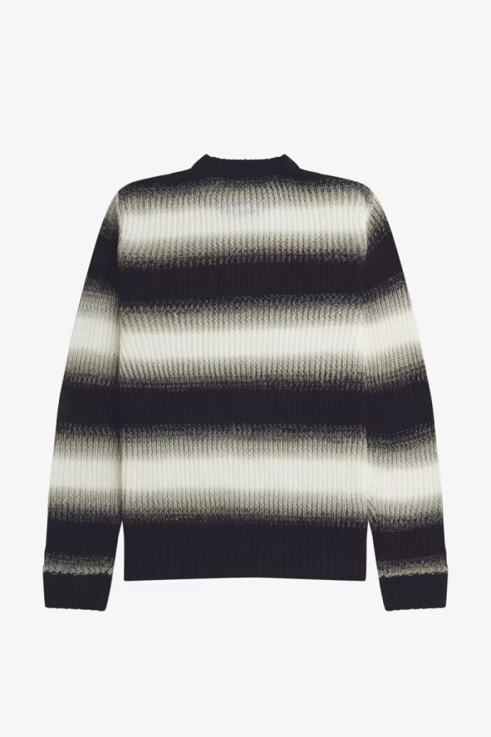 Fred Perry Striped Open Knit Men’s Jumper Black YZPGC0138