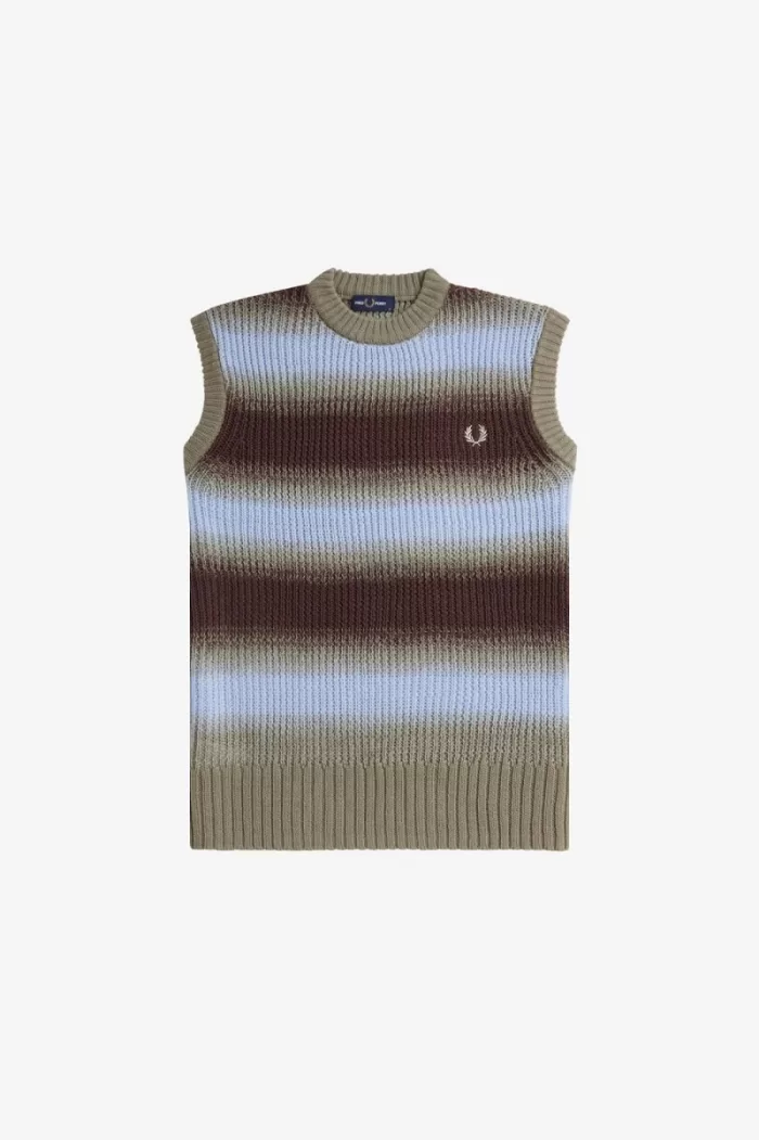 Fred Perry Striped Open Knit Men’s Tanks Dark Red JCVNE2348