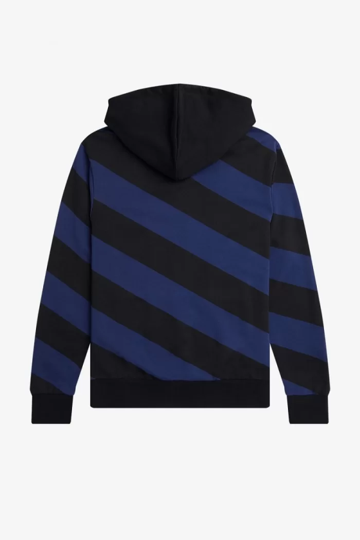 Fred Perry Striped Zip-Through Hooded Men’s Sweatshirts Black QTNHF9735