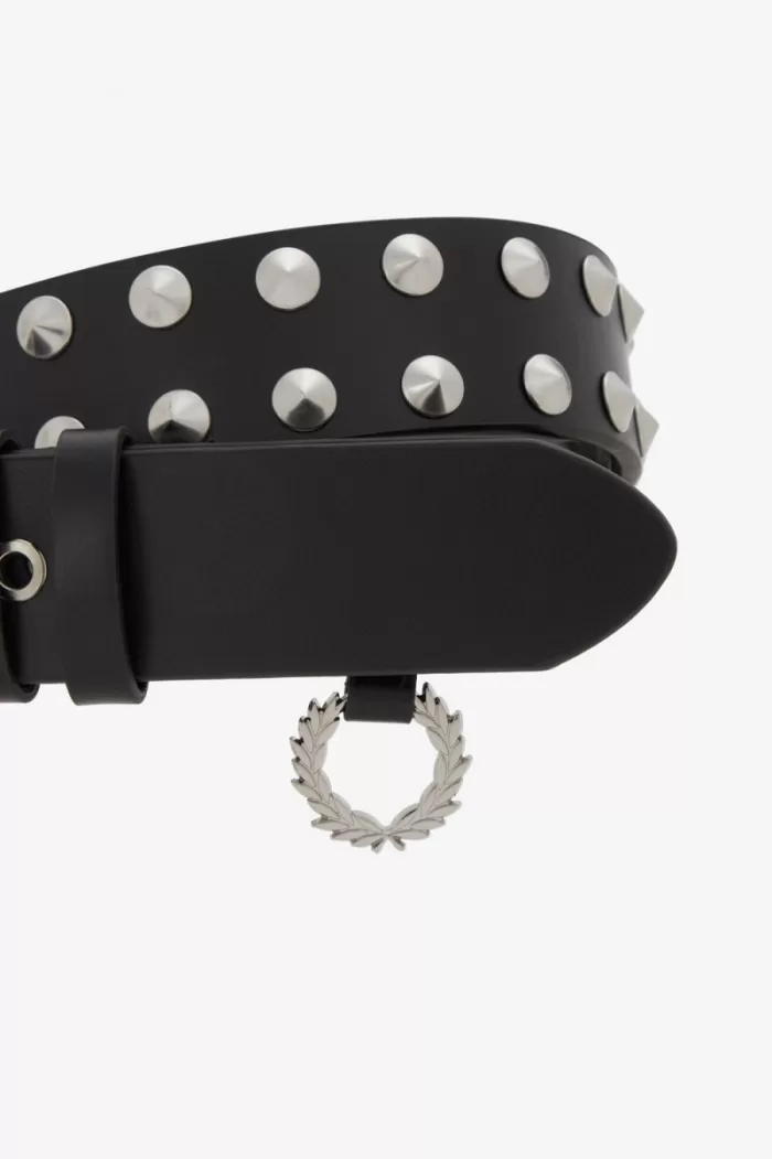 Fred Perry Studded Leather Men’s Belts Black QHDON0254