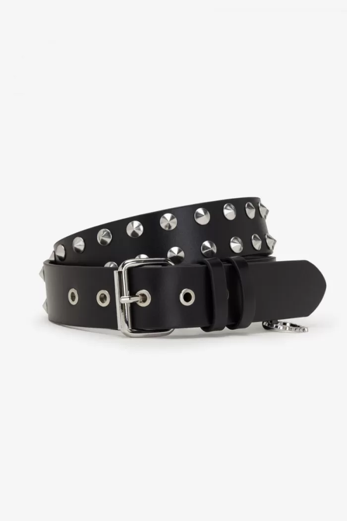 Fred Perry Studded Leather Men’s Belts Black QHDON0254